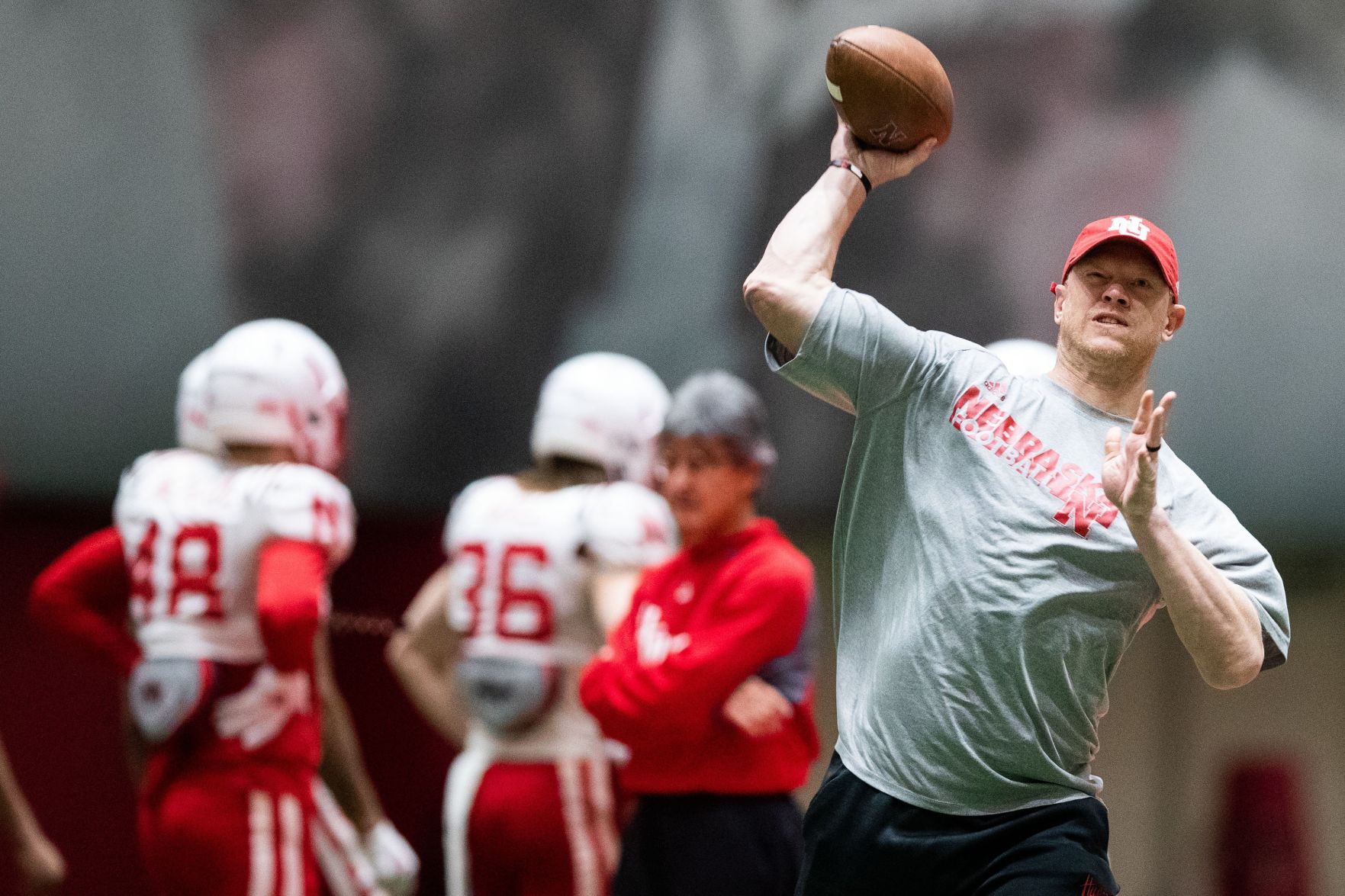 Nebraska worked through practice on April 3, 2019 in Lincoln.